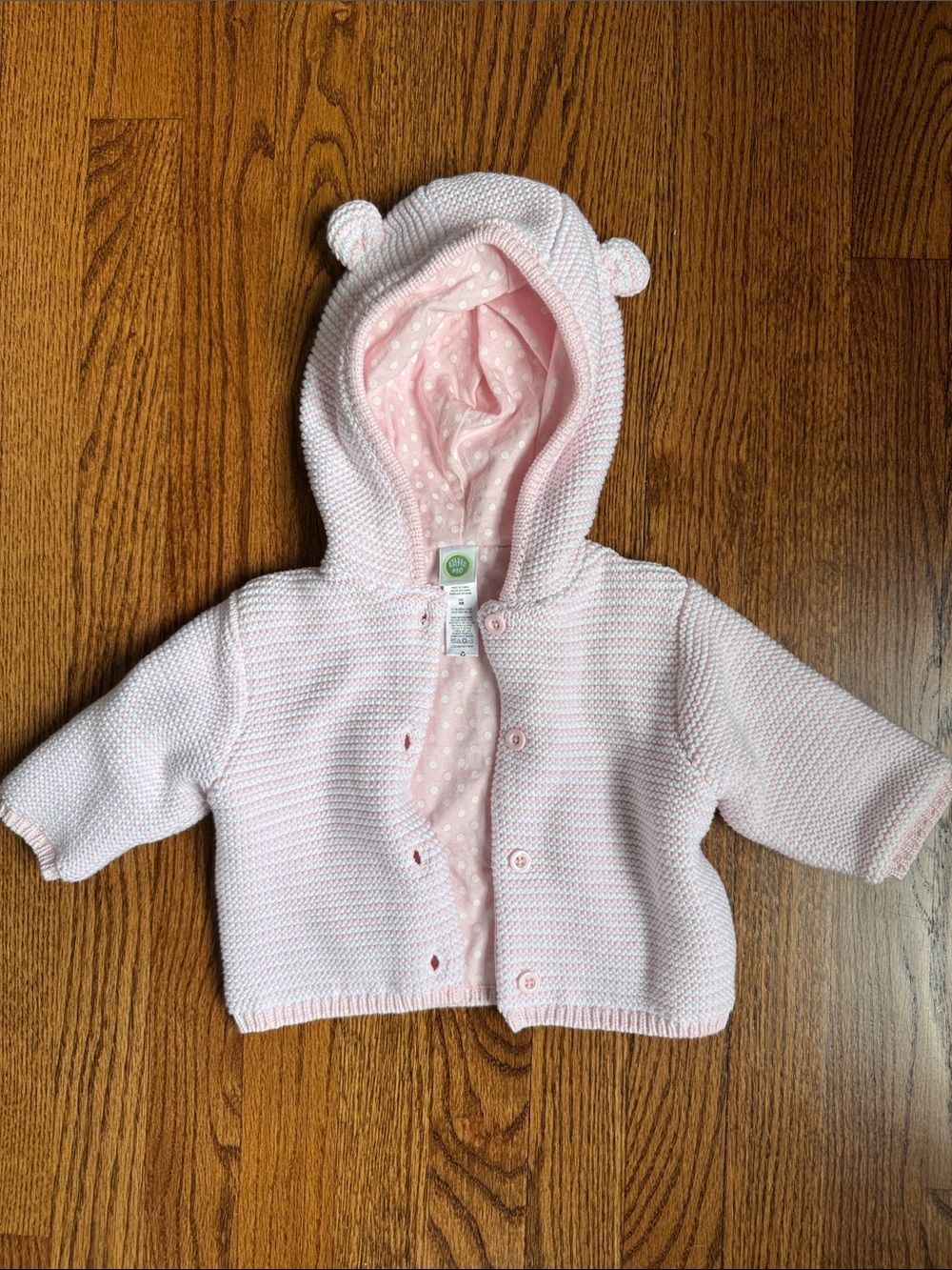 Little Me Pink Hooded Baby Cardigan with Ears